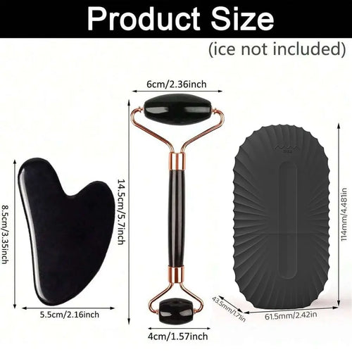 3-In-1 Ice Face Roller Facial Skincare Set, Facial Roller and Gua Sha Face Tool Set with Ice Mold Cube, Reusable and Leakproof Skin Care Beauty Equipment for Lifting and Contouring