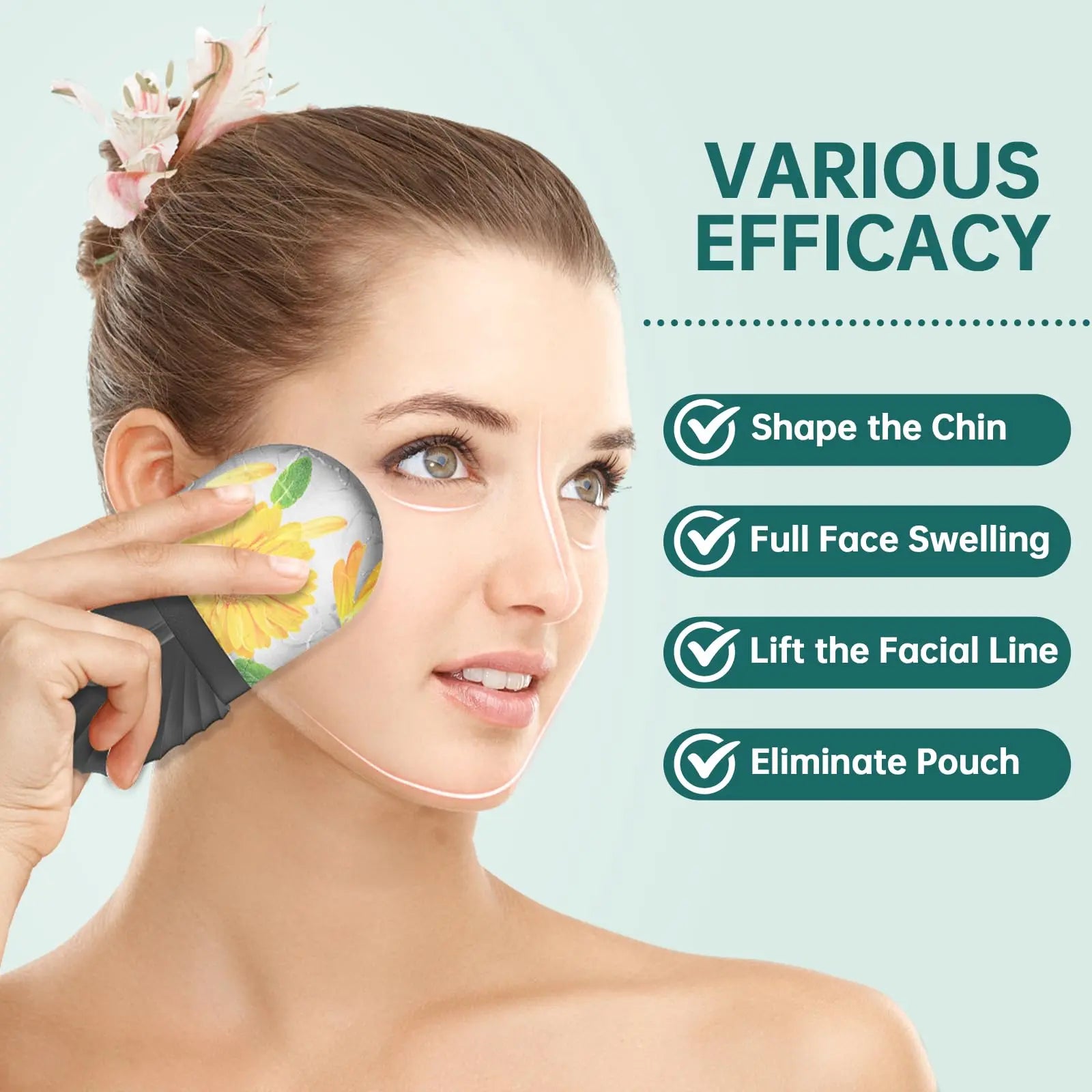 3-In-1 Ice Face Roller Facial Skincare Set, Facial Roller and Gua Sha Face Tool Set with Ice Mold Cube, Reusable and Leakproof Skin Care Beauty Equipment for Lifting and Contouring